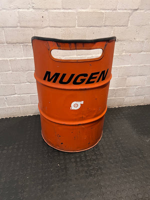 Repurposed Orange Metal Oil Drum Chair – back view