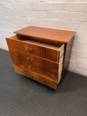Mid-Century Style Wooden Chest of Drawers — Well Used Condition – side view