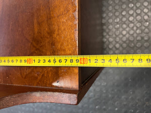 Vintage-Style Brown Wooden Wall Unit with Cabinets — Structural Damage and Wear to Base and Doors – depth measurement