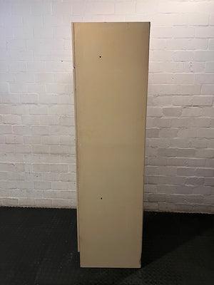 White Double Door Wardrobe with Top Cupboard — Well Used Condition with Surface Marks – condition detail