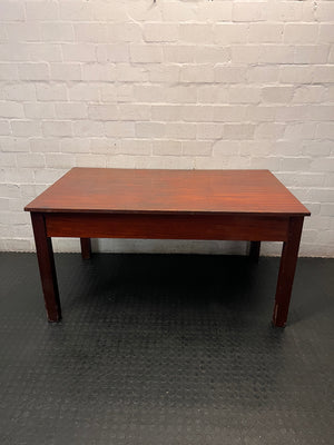 Vintage Wooden Office Desk with SAS-SAR Engraving — Well Used Condition – back view
