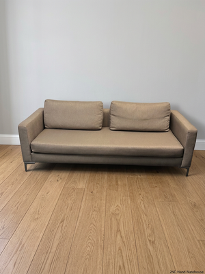 Modern Grey Linen-Type 3 Seater Couch with Metal Legs — Good Condition with Light Wear – styled product image