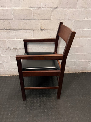 Wooden Armchair with Black Padded Seat – condition detail