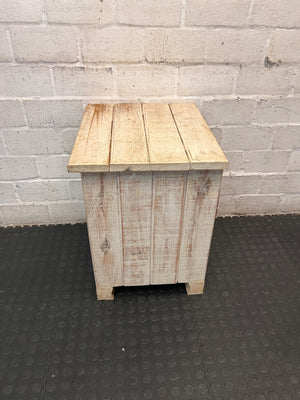 Rustic Whitewashed Wooden Side Table with Drawers – condition detail