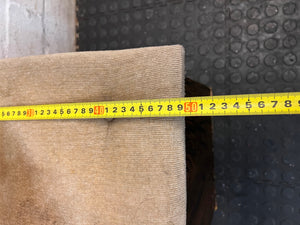 Tufted Corduroy Ottoman with Dark Wood Grain Finish – width measurement