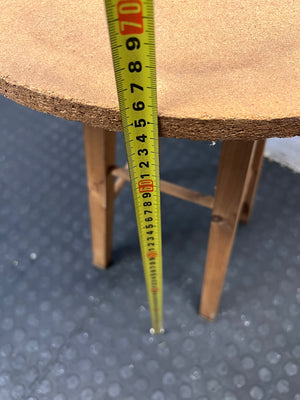 Round Wooden Side Table with Cross-Stretcher Base – height measurement