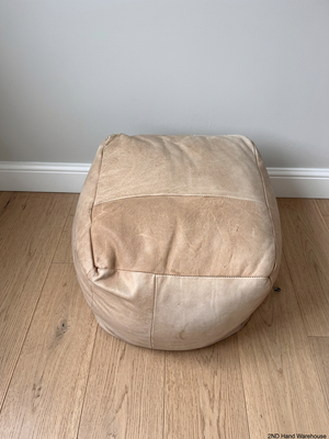 Natural Square Leather Ottoman – styled product image