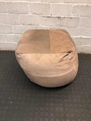 Patchwork Tonal Leather Ottoman – back view
