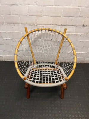 Natural Wood and Woven Rope Hoop Chair — Good Working Order – main front view