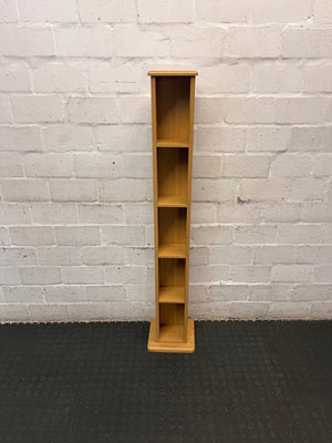 Slim Oak Finished CD Organiser Tower — Clean and Tidy Condition – main front view