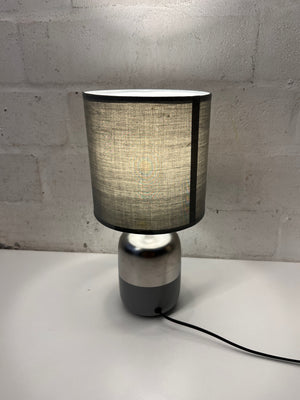 Modern Two-Tone Metallic and Grey Table Lamp — Working Condition; Fair Physical State – main front view