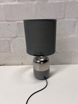 Modern Two-Tone Metallic and Grey Table Lamp — Working Condition; Fair Physical State – top view