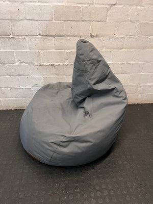 Grey Canvas Teardrop Bean Bag Lounge Chair — Fair Condition with General Wear – side view