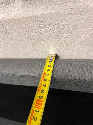 Decofurn Grey Upholstered Queen Headboard — Good Working Order – depth measurement