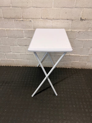 White Metal Folding Occasional Table — Good Working Order – side view