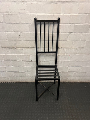 Hand-Crafted High Back Black Metal Dining Chair — Used Hand Crafted Chairs – main front view