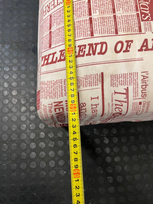 Newspaper Print Armless Accent Chair — Fair Used Condition – depth measurement