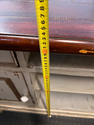 Large Rustic Distressed Painted TV Unit with Wood Top — Well Used with Significant Surface Wear – height measurement