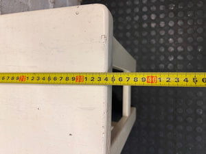 Off-White Wooden Square Bar Stool — Well Used with Visible Surface Wear – width measurement