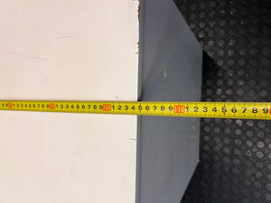 Compact White Office Desk with Right-Hand Pedestal — Visible Wear and Structural Damage – width measurement