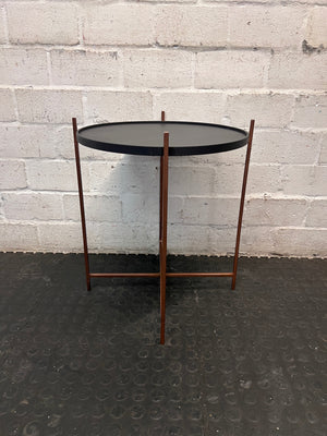 Coricraft Round Steel Side Table with Tray Top — Good Working Order – top view