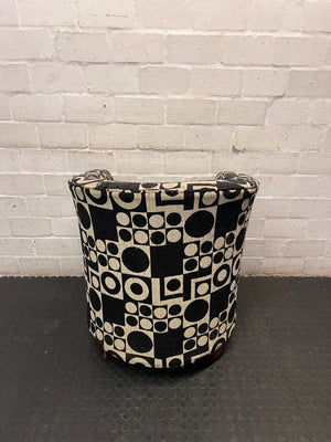Geometric Pattern Tub Chair with Wooden Feet – back view