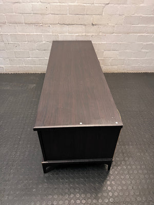 Dark Wood Finish TV Unit with Glass Sliding Doors – condition detail