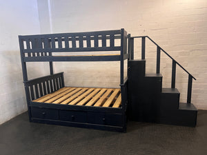 Dark Grey Double Bunk Bed with Storage Stairs – condition detail