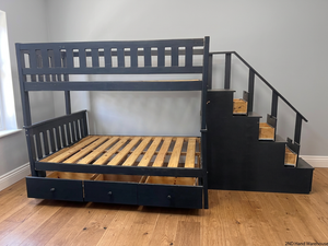 Dark Grey Double Bunk Bed with Storage Stairs – styled product image
