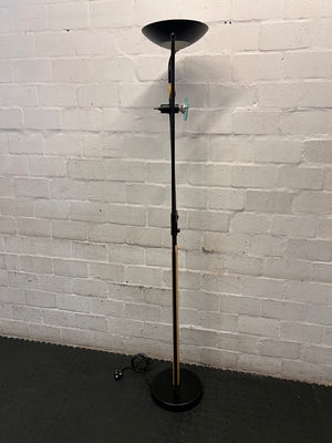 Modern Black Floor Lamp with Wood Accents and Reading Light — Fair Used Condition – top view