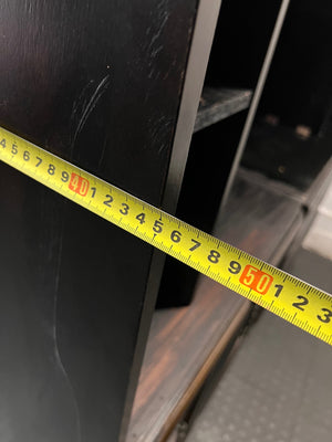 Tall Dark Wood Entertainment TV Unit — Fair Condition with Visible Surface Wear – depth measurement