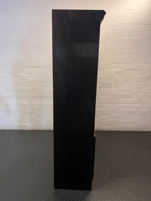 Tall Dark Wood Entertainment TV Unit — Fair Condition with Visible Surface Wear – top view