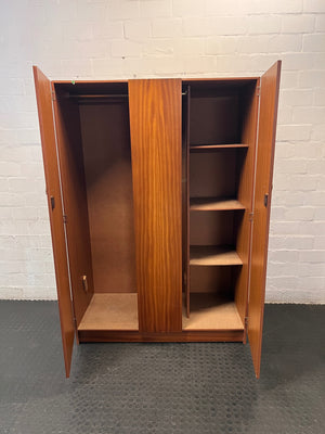 Three-Door Wood-Tone Veneer Wardrobe – side view