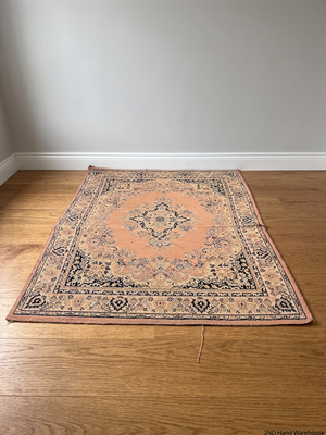 Pink Traditional Persian Style Medallion Rug — Fair Used Condition – styled product image