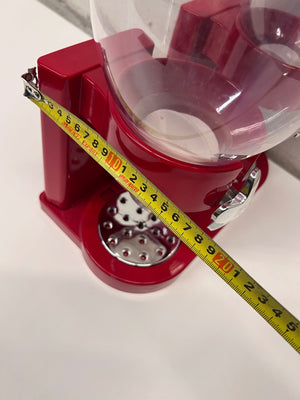 Red Double Cereal Dispenser with Chrome Accents — Clean and Pre-owned Condition – depth measurement