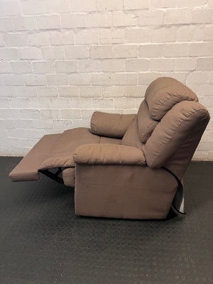 Brown Fabric Manual Recliner Armchair — Fair Condition with Visible Wear – side view