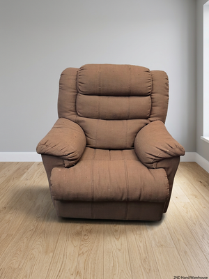 Brown Fabric Manual Recliner Armchair — Fair Condition with Visible Wear – styled product image