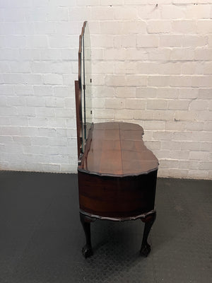 Vintage Style Triple Mirror Dressing Table with Ball & Claw Feet — Detached Side Mirror – top view