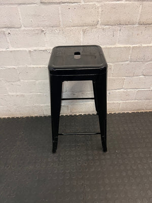 Black Industrial Metal Bar Stool — Fair Used Condition – main front view