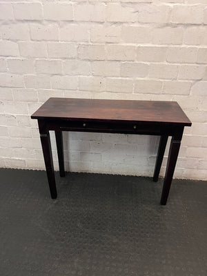 Dark Brown Wooden Console Table with Drawer — Fair Condition with Visible Wear – main front view