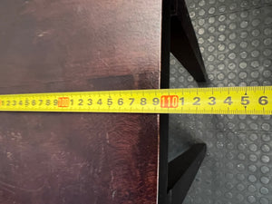Dark Brown Wooden Console Table with Drawer — Fair Condition with Visible Wear – width measurement