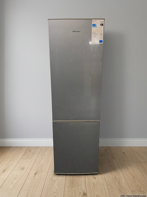 Hisense Silver Bottom-Mount Fridge Freezer — Working Well With Broken Internal Trays – styled product image