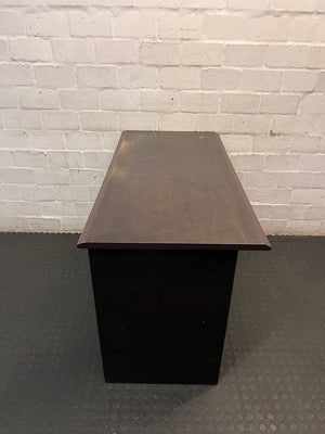 Dark Wood-Finish Office Desk with Three Drawers – condition detail