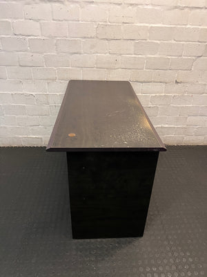 Dark Wood-Finish Office Desk with Three Drawers – top view