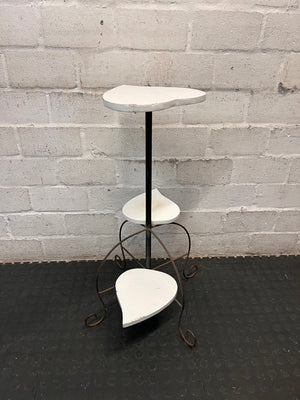 Heart-Shaped Tiered Side Table with Scrolled Metal Base – back view