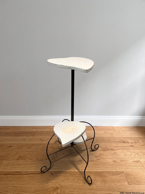Heart-Shaped Tiered Side Table with Scrolled Metal Base – styled product image