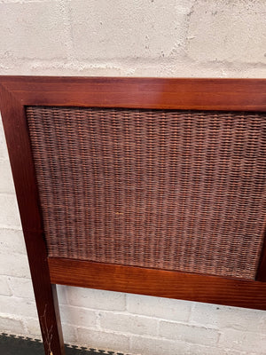 Double Woven Rattan and Wood Headboard – condition detail