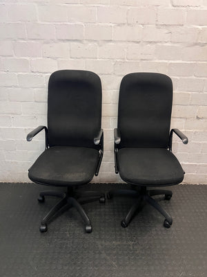Black Fabric High Back Office Chair — Fair Used Condition – top view