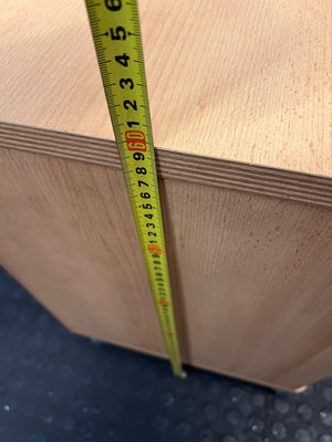 Mobile Light Wood Pedestal with Drawer and Cubby – height measurement
