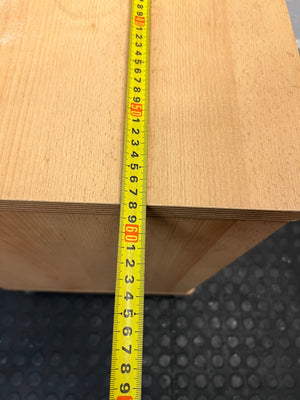 Mobile Light Wood Pedestal with Drawer and Cubby – width measurement